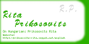 rita prikosovits business card